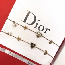 Bracelet Dior White Pearl Cloche en forme de cœur Femme Laiton Diamants Blanc/Noir