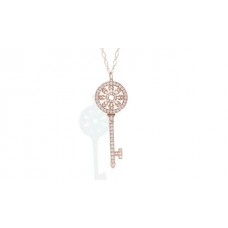 Collier Tiffany Co en or rose avec pendentif clés et pétales de tournesol et diamants