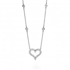Tiffany Platinum Heart Pendentif Dames 925 Argent Diamants Collier Royaume-Uni