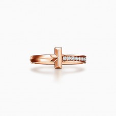Tiffany simple face diamants Tiffany T bague T1 en or rose style célébrité Tiffany simple face diamants Tiffany T bague T1 en or rose style célébrité