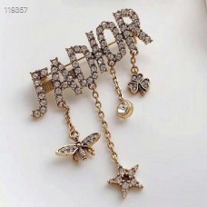 Christian Dior Pavé Diamants JADIOR Motif Abeille Étoile Trèfle Pendentifs Femelles Antique Finition Or Métal Cristal Broche Christian Dior Pavé Diamants JADIOR Motif Abeille Étoile Trèfle Pendentifs Femelles Antique Finition Or Métal Cristal Broche