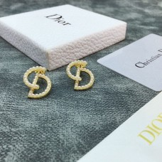 Edition Limitée Christian Dior Votre Logo CD Dior Perle Blanche Plaqué Or Jaune Boucles d'Oreilles Prix