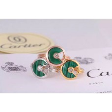 Bague Amulette de Cartier Malachite avec diamant en or jaune, or blanc et or rose