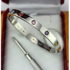 Cartier Love Bracelet Or Blanc Diamants Colorés