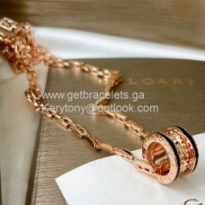 Collier Bvlgari B.Zero1 Rock en or rose avec copie en céramique noire