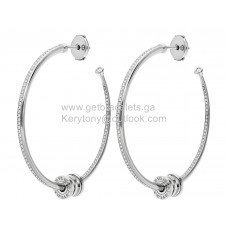 Boucles d'oreilles créoles Bvlgari B.zero1 en or blanc avec imitation pavé de diamants