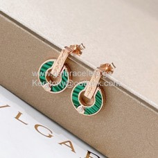 Boucles d'oreilles Bvlgari BVLGARI en or rose avec malachite et diamants Perfect Boucles d'oreilles Bvlgari BVLGARI en or rose avec malachite et diamants Perfect