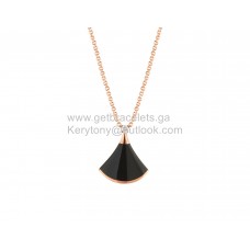 Bvlgari Divas Dream Petit collier avec onyx et 1 diamant copie en or rose