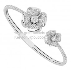 Bracelet Bvlgari Fiorever en or blanc avec deux diamants centraux et pavé de diamants Remise