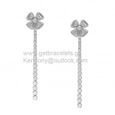 Boucles d'oreilles fleur à quatre pétales Bvlgari Fiorever avec pavé de diamants en or blanc de la plus haute qualité
