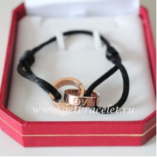 Cartier Double Anneau Love Bracelet Or Rose Corde Noire Cartier Double Anneau Love Bracelet Or Rose Corde Noire