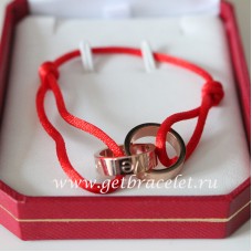 Cartier Double Anneau Love Bracelet Or Rose Corde Rouge Cartier Double Anneau Love Bracelet Or Rose Corde Rouge