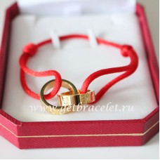 Cartier Double Anneau Love Bracelet Or Jaune Corde Rouge Cartier Double Anneau Love Bracelet Or Jaune Corde Rouge