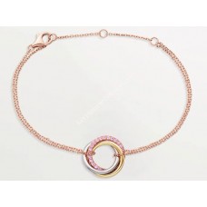 Bracelet Cartier Trinity Or blanc/Dieu jaune avec diamants roses