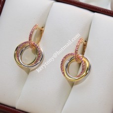 Boucles d'oreilles Cartier Trinity Or blanc/Or jaune avec diamants roses Cadeau
