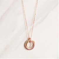 Women Jewellery Cartier Trinity Necklace White Gold/Yellow Gold with Pink Diamonds