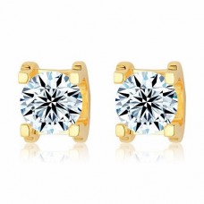 Boucles d'oreilles Cartier C DE en or jaune 18 carats avec 1 diamant taille brillant