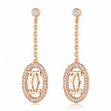 Boucles d'oreilles Cartier Logo Double C en or rose 18 carats avec diamants