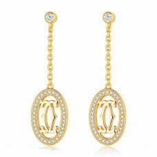 Boucles d'oreilles Cartier Logo Double C en or jaune 18 carats avec diamants