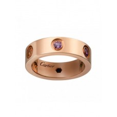 Bague Cartier Love Or rose Saphirs Grenats Améthyste