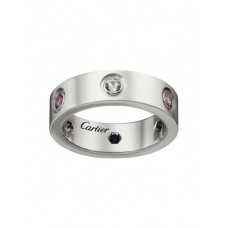 Cartier Love Ringv Or Blanc Saphirs Grenats Améthyste