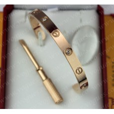 Bracelet Cartier Love Semi-Ouvert Or Rose 4 Diamants
