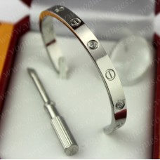 Bracelet Cartier Love Semi-Ouvert Or Blanc 4 Diamants