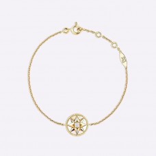 Celebrity Same Christian Dior Rose Des Vents MOP Blanc Pendentif Réversible Étoile à Huit Branches Bracelet à Maillons Plaqué Or Jaune