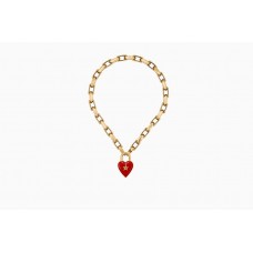 Collier médaillon porte-bonheur rétro en laiton rouge en forme de goutte Dior Dioramour