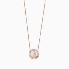 Collier en argent avec pendentif en nacre et diamants Tiffany Double T