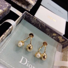 Christain Dior Édition Limitée CD Pendentifs Perle Blanche Boucles D'oreilles Plaquées Or Jaune Femmes Boucles D'oreilles Pendantes