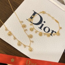 Christian Dior Rose Des Vents Cinq Motifs Étoile à Huit Branches Diamants Blancs MOP Pendentifs Femme Plaqué Or Jaune Bracelet/Collier