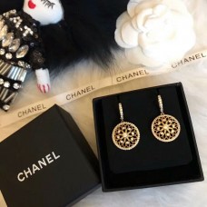 Christian Dior Ajouré Laiton Fleur Pendentif Dames Diamants Boussole Boucles D'oreilles