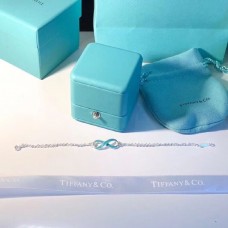 Tiffany Infinity Argent Double Chaînes Finition Émail Bleu Pendentif Bracelet Fiançailles Lady Jewelrys