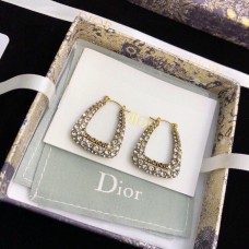 Dior Morden JADIOR Boucles D'oreilles Créoles En Or Vieilli Avec Logo En Cristal Blanc Pavé Femme Bijoux