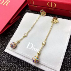 Boucles d'oreilles pendantes Dior La Petite Tribale Sphéroïdale Femme Étoile-CD Asymétrique Laiton Diamants Multicolores