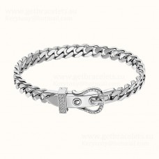 Bracelet Hermes Boucle Sellier en or blanc avec diamants pour femme