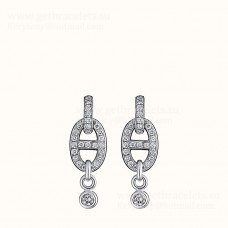 Hermes Chaine DAncre Enchainee Boucles D'oreilles Avec Diamants Argent/Or Jaune/Or Rose