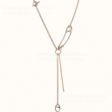 Hermes Chaine D'Ancre Punk Lariat Necklace Rose Gold/Argent