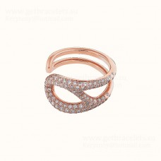 Hermes Chaine Dancre Punk Ring Rose Gold avec Diamants Prix le plus bas