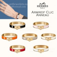 Bracelet étroit Hermes Clic Anneau en émail uni avec matériel plaqué Or jaune/Or rose/Or blanc Filles Bracelet étroit Hermes Clic Anneau en émail uni avec matériel plaqué Or jaune/Or rose/Or blanc Filles