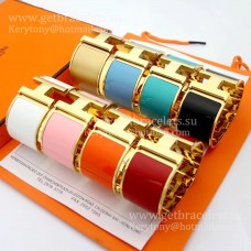 Hermes Clic Clac H Bracelet en émail extra large en or jaune GM 33MM digne