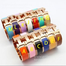 Bracelet Hermes Clic Clac HH en émail multicolore en or rose MM 18MM Vendu