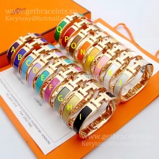 Bracelet Hermes Clic Clac HH en émail multicolore en or rose PM 12MM Cool Lady Jewelry
