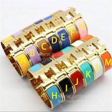Bracelet en émail Hermes Clic Clac HH multicolore en or jaune MM 18MM en gros