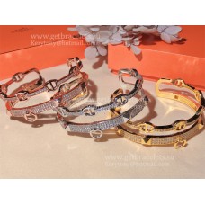 Hermes Collier de Chien Double Layer Bracelet Or Blanc/Or Rose/Or Jaune Luxe