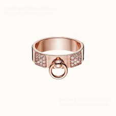 Hermes Collier de Chien Ring With Diamonds Yellow Gold/Rose Gold US Vente Femmes Bijoux