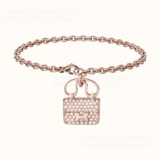 Hermes Constance Amulette Bracelet Or Rose Avec Diamants Bijoux