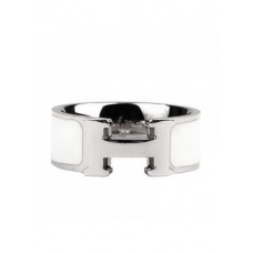 Bague Hermes Email Clic H en or blanc 18 carats avec blanc