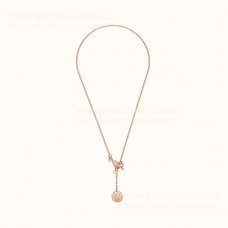 Pendentif Hermes Ex-Libris En Or Rose Avec 1 Diamants